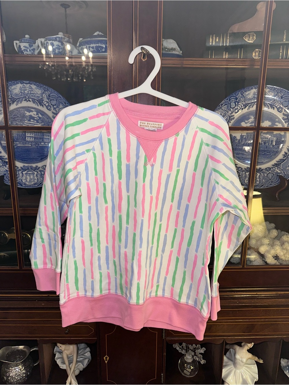 The Beaufort Bonnet Company TBBC, Cassidy comfy crewneck, watercolor, size 7 NWT